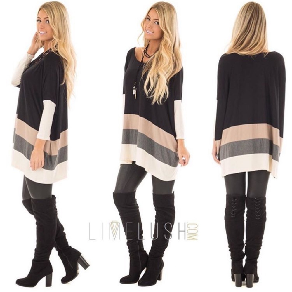 Color Block Oversized Tunic Top